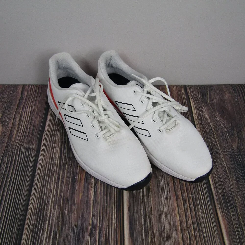 Adidas Golf Shoes Mens Size 12 White Red Navy Spiked Cleats Lightstrike